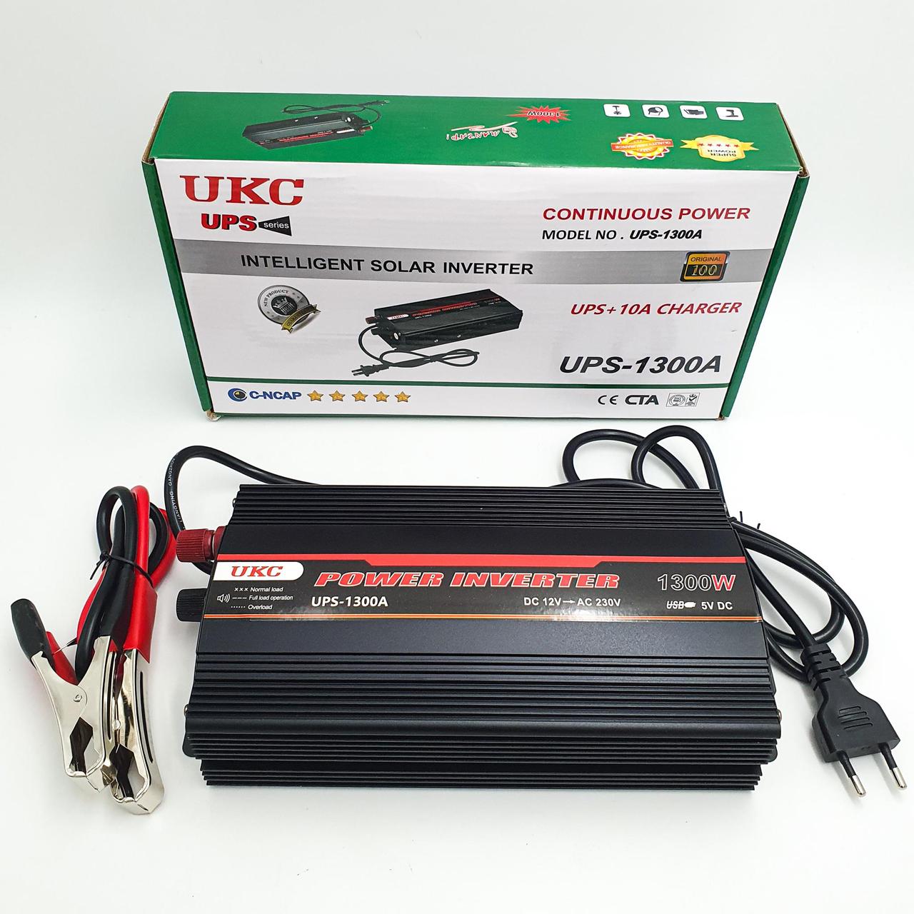 Перетворювач автомобільний інвертор UKC AC/DC UPS 1300 Ватів із заряджанням на 15 амперів