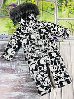 Зимовий комбінезон дитячий суцільний на флісі "Панди" (розміри від 86 до 104 см)