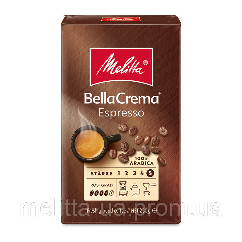 Melitta BellaCrema Espresso, смажена мелена кава (250г)