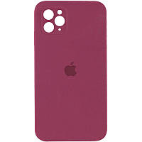 Чохол Чохол Silicone Case Square Full Camera Protective (AA) для Apple iPhone 11 Pro Max (6.5") (Бордовий /