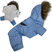 Зимняя одежда костюм для собак, зимний комбинезон для собаки теплый на меху на зиму с капюшоном унисекс голубо