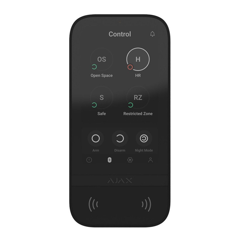 Бездротова клавіатура з сенсорним екраном для керування системою Ajax KeyPad TouchScreen Jeweller black, фото 1