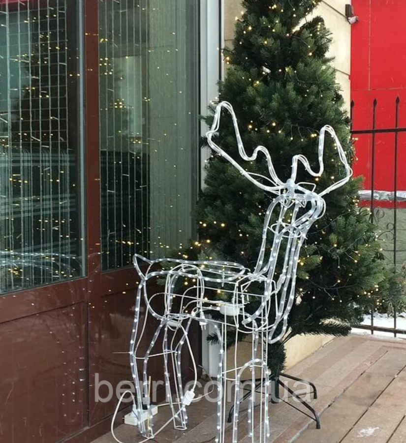 Уличный олень светящийся, Новогодние игрушки и украшения, Светодиодный олень, олень с поворотом головы 95 см - фото 10 - id-p1964663339
