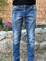 Синие мужские джинсы с потертостями Franco Benussi