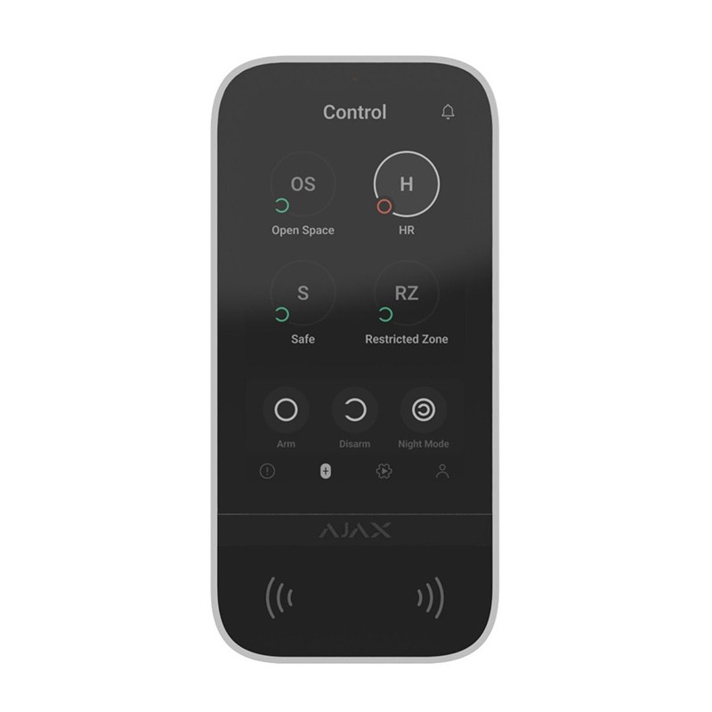 Бездротова клавіатура з сенсорним екраном для керування системою Ajax KeyPad TouchScreen Jeweller white