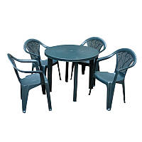 Набір садових меблів Progarden стіл TONDO та 4 крісла зелений