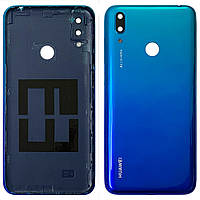 Задняя крышка Huawei Y7 2019 DUB-LX1, Y7 Prime 2019 DUB-LX3 синяя оригинал Китай со стеклом камеры