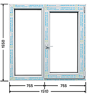 Окно "Чешка" двустворчатое 1510*1550 Категория стандарт + Профильная система Wintech 753