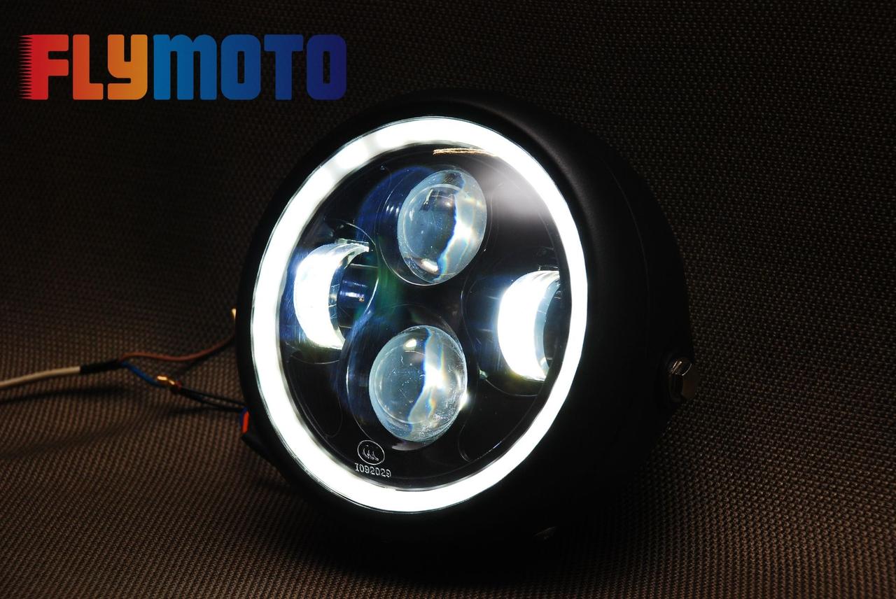 Купить LED Фара на мотоцикл з ДХО лінзами, кастом чоппер мото фара ...