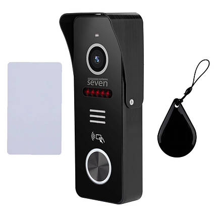 Виклична панель домофону з вбудованим зчитувачем карток MIFARE SEVEN CP-7503F RFID black, фото 1