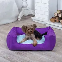 Ліжка для кота і собаки Комфорт фіолетова з голубим S - 60 x 45