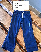 Дитячі штани H&M штани-шорти прямі однотонні на 4-5 років 110 см темно-сині