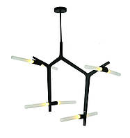 Черная хай-тек люстра на 8 плафонов колб
