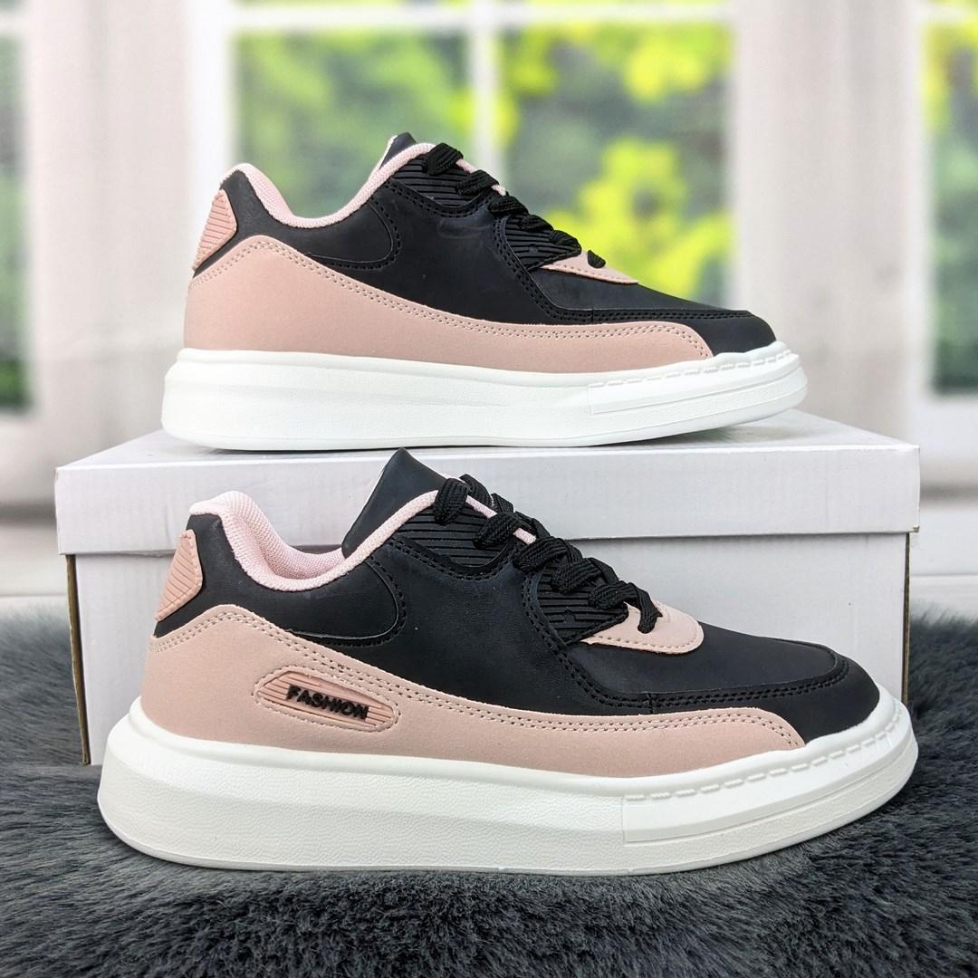 Кросівки жіночі чорні з рожевим демісезонним FDEK 4237