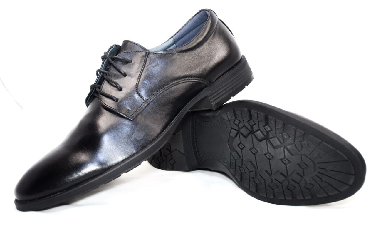 Розміри 40, 41, 42, 43, 44, 45 Шкіряні класичні чоловічі туфлі, повнорозмірні, чорні Dual 8756 - фото 6 - id-p1964698144