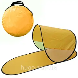Пляжна підстилка 180см з навісом та чохлом, WM-0T32, Жовтий / Складаний тент від сонця