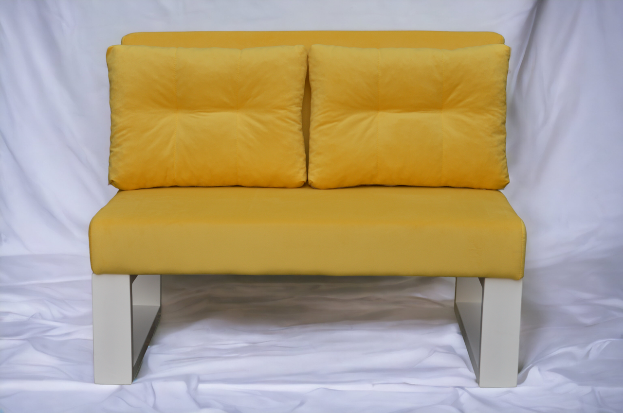 Розбірний диван для бару, кафе, салону, в стилі ЛОФТ (жовтий з білим) - фото 6 - id-p1964706191