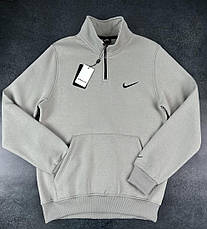 Зимова вінтажна Зіп Кофта Nike чоловіча на флісі Vintage | Світшот Найк теплий на короткій змійці, фото 3