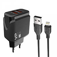 СЗУ Veron VR-C12L (Lightning) 2 USB 2.4A Black