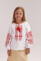 Вишиванка для дівчинки MEREZHKA "Орнамент" червона вишивка, фото 2