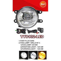 Фары доп.модель Toyota Cars/TY-8132L/FOG-12V9W900Lm+DRL-2W+Turn-2W/эл.проводка (TY-8132-LED 3в1)