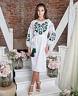 Жіноча вишита сукня Galychanka Вікторія біла з зеленим