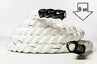 Канат спортивний 9 м Battle Rope White, Канат для кросфіту, Бойовий канат Shopik