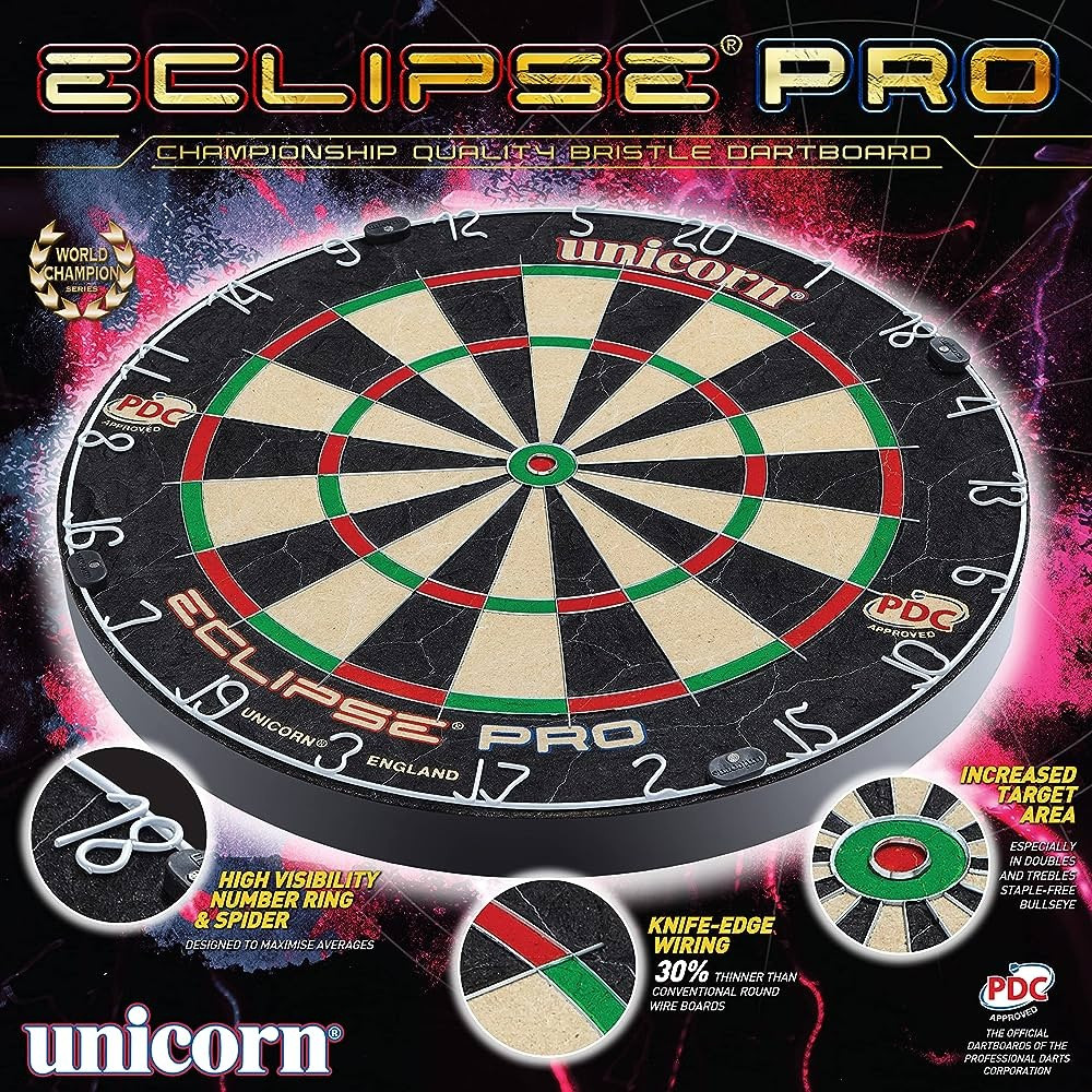 Дартс професійна мішень із сизалю Unicorn Eclipse PRO 2024 + стартові дротики + запасні аксесуари