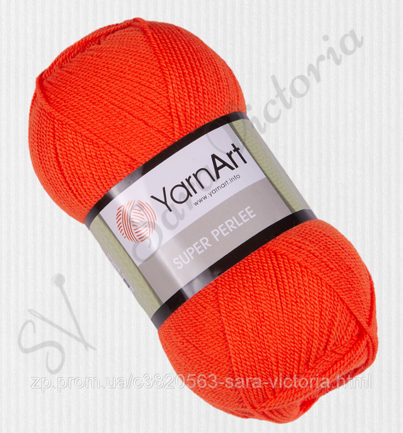 Акрилова пряжа помаранчева 400 г 100 м YarnArt Super Perlee (ярнарт суперперлі) 8279 помаранчевий неон, фото 1
