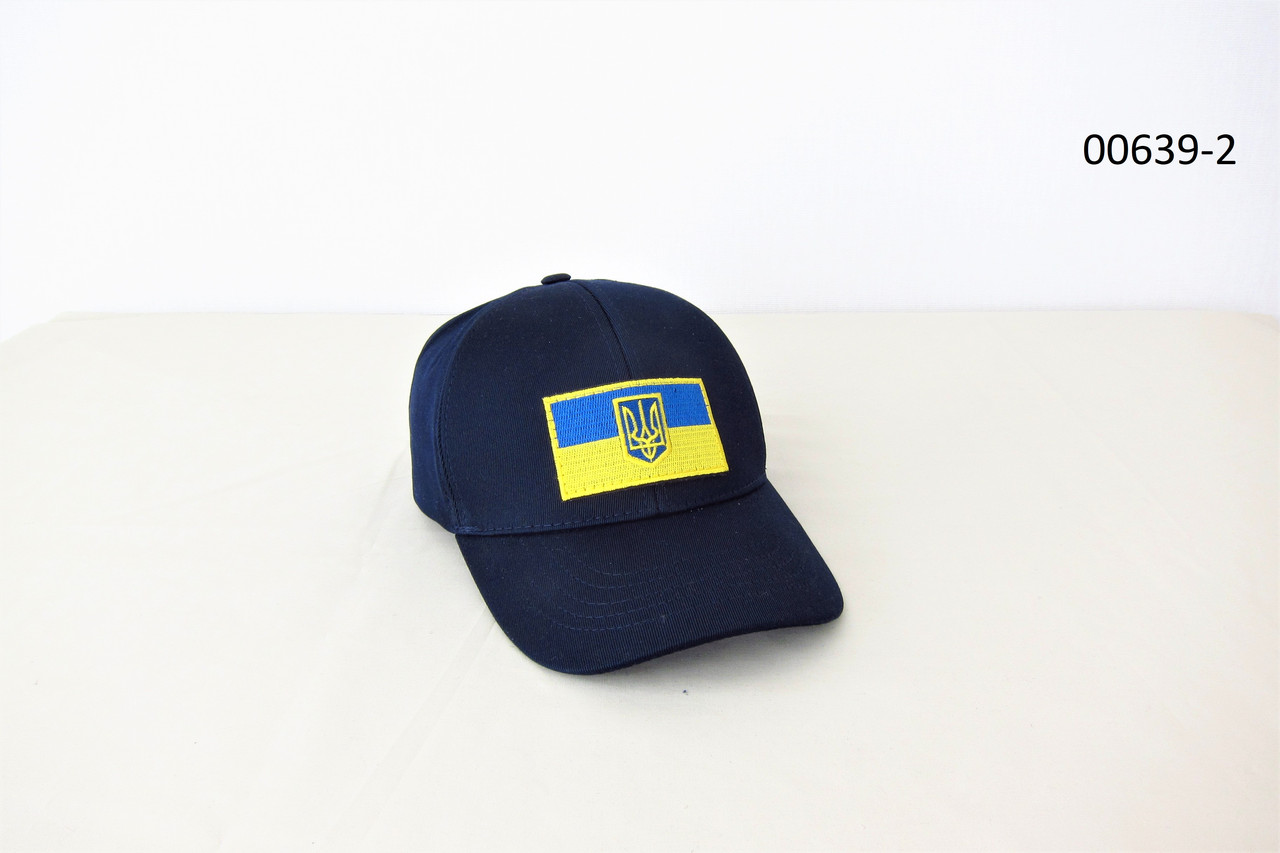 Кепка бейсболка синя коттонова з прапором України DAVANI 00639-2