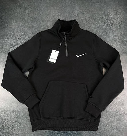 Зимова вінтажна Зіп Кофта Nike чоловіча на флісі Vintage | Світшот Найк теплий на короткій змійці, фото 1