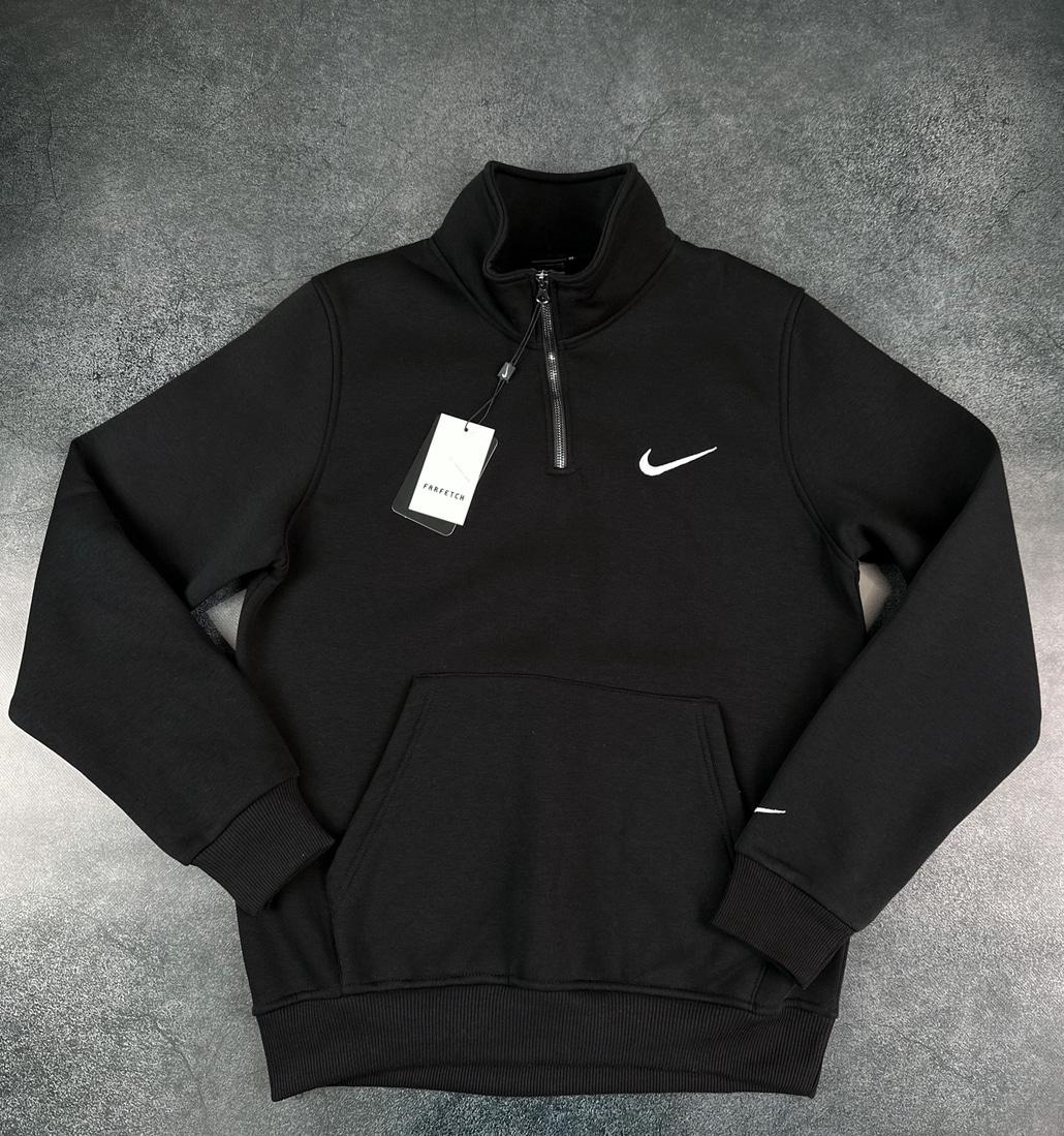 Зимова вінтажна Зіп Кофта Nike чоловіча на флісі Vintage | Світшот Найк теплий на короткій змійці