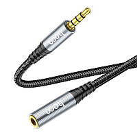 Аудио кабель удлинитель Hoco UPA20 3.5 мм 1 м Серый IP, код: 8024555
