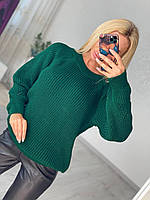 Женский вязаный свитер тёмно-зелёного цвета