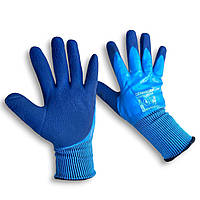 Перчатки рабочие стрейчевые покрыты вспененным латексом синие