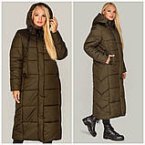 Пальто жіноче зимове Сандра у стильному кольорі хвиля, розміри 44-62, фото 8