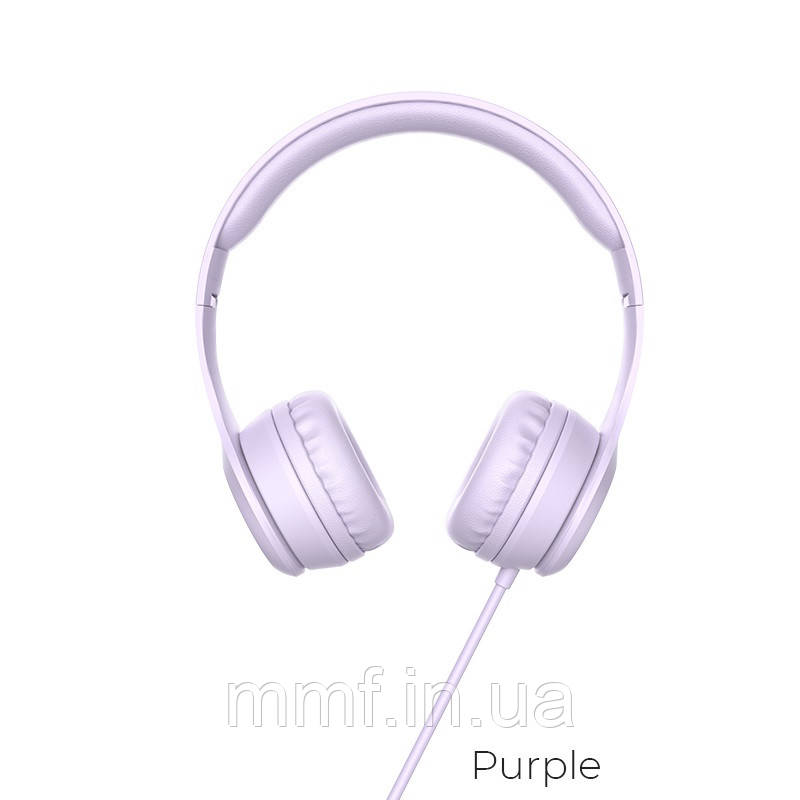 Навушники Hoco W21 Graceful charm wire control / purple
