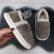 Капці чуні жіночі теплі із задником коричневі Gvozdika 4241, фото 3