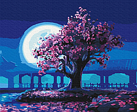 Картина Рисование по номерам Пейзаж Набор для росписи Сакура в лунном свете Живопись 40x50 Brushme BS25275
