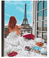 Картина Рисование по номерам Люди Парижское утро 40*50 Картины по номерам на холсте Девушка Brushme BS51628