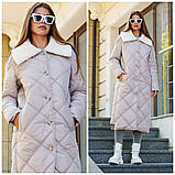 Жіночий зимовий плащ ПВ-314 сірий, фото 8