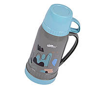 Детский термос Vacuum Flask Серый с голубым 1л., термос с чашкой, термокружка для кофе | термос дитячий (TO)