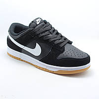 Мужские кожаные кроссовки Nike Dunk Low черные - Данки, Вьетнам 44