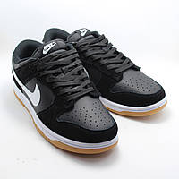 Мужские кожаные кроссовки Nike Dunk Low черные - Данки, Вьетнам 45