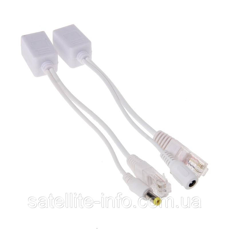 POE інжектор пасивний (пара) 802.3at (30Вт) з портами Ethernet 10/100Mbps, white, OEM