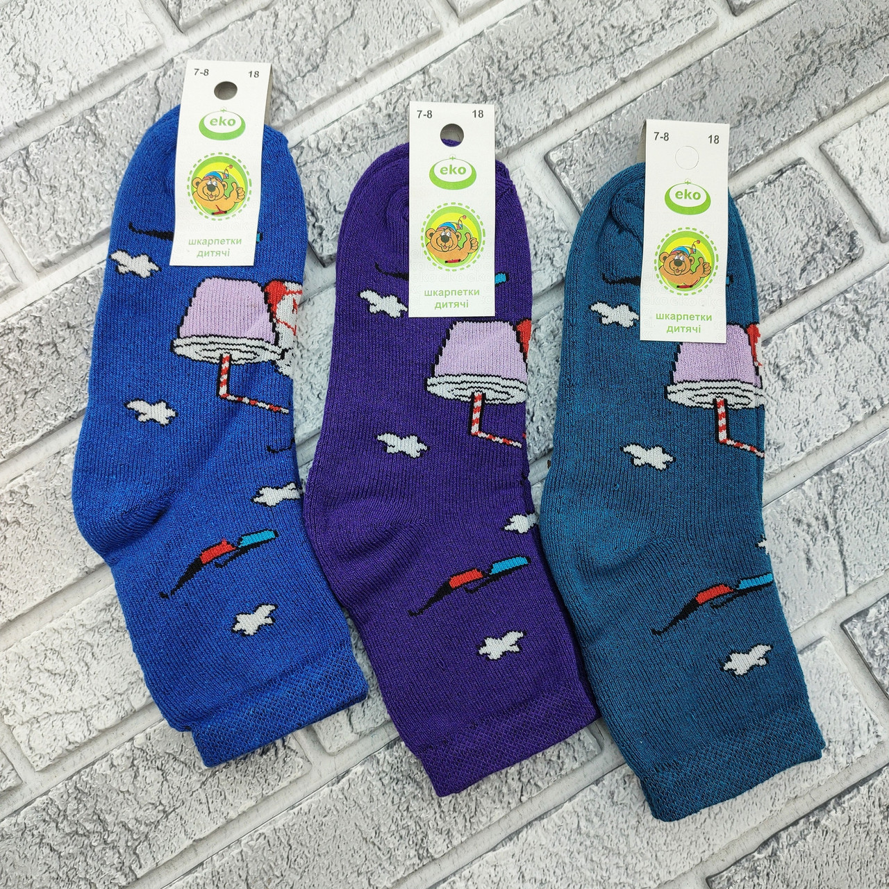 Шкарпетки дитячі середні зимові з махрою р.18 (7-9 років) коктейль асорті ЕКО 20032203, фото 1