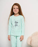 Детская пижама, хлопок. Для девочки в рубчик - Stars 14-15 (162-168см)., 152-158, Мятный
