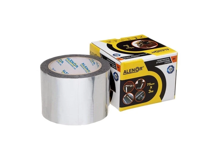 Бутилкаучукова фольгована герметизувальна стрічка Аленор BF — 75 мм*3 м (сіра), фото 1