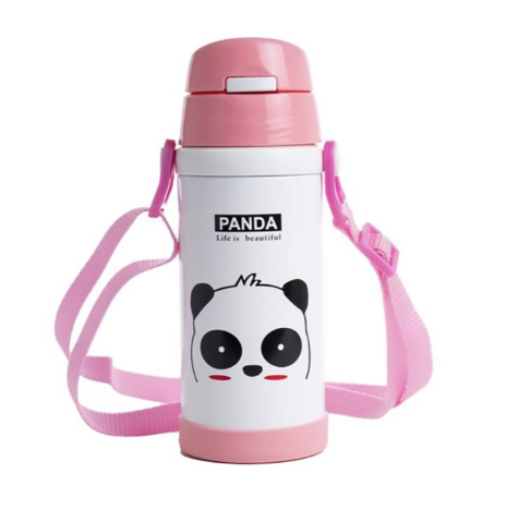 Термос-поїльник Stenson MT-2086, з трубочкою, 350 мл Панда, фото 1