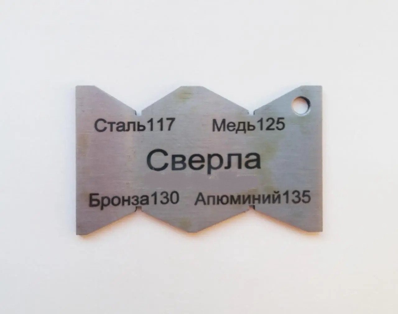 Шаблон для перевірки кутів заточування СВЕРЛ №2 (вуглі 117°, 125°, 130°, 135°)